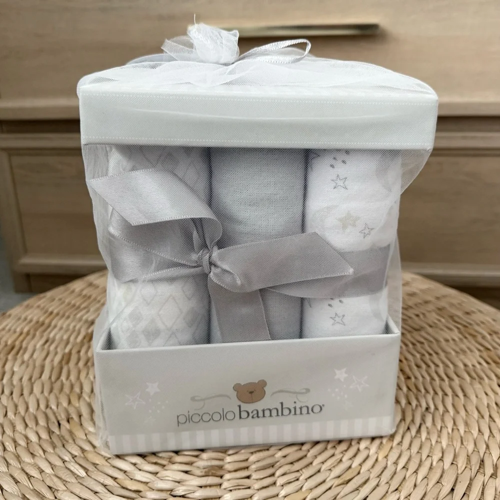 Piccolo Bambino Flannel Receiving Blankets 6-Pack Gift Set — NWT